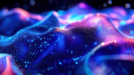Colorful, digital, abstract data wave formation.