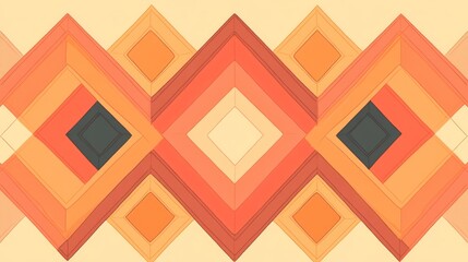 Abstract geometric pattern with layered rhombus shapes in peach, orange, and muted tones.