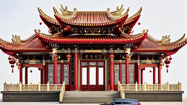 Detailed architectural design of a Traditional Chinese Pagoda structure