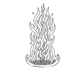 Dramatic Black and White Flame Line Art Design