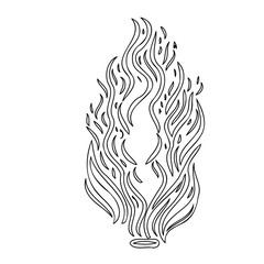 Stylized flame drawing in line art design concept