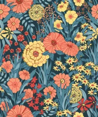 Velours gordijnen Bloemendesign vintage seamless floral pattern  ©  art studio aira