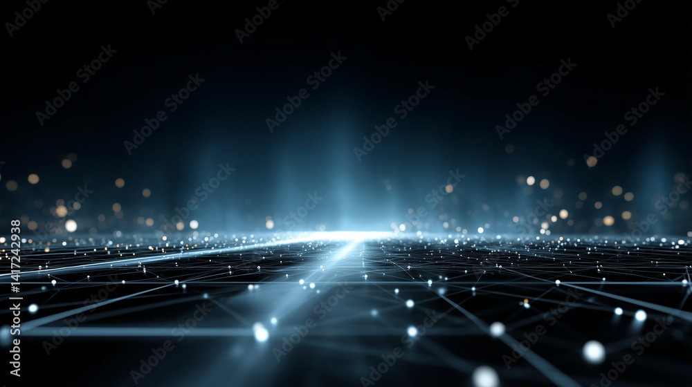 Wall mural a high-tech abstract grid, perfect for digital platforms, blockchain visuals, and coding presentatio