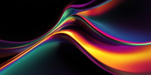 Naklejka premium Flowing abstract ribbons in vivid orange, pink, blue, and green tones for digital design