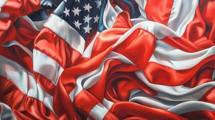 Close-up of American flags