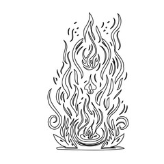 Doodle-style Flames Graphic Element on White Space
