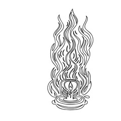 Outlined Candle with Flame Aesthetic, Minimalistic