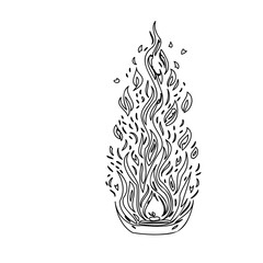 Sketch of stylized flame in the cup on white