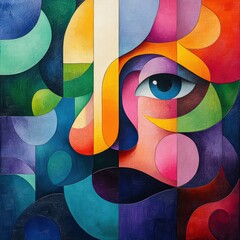 Creative abstract representation of the autistic mind using vibrant colors and shapes 