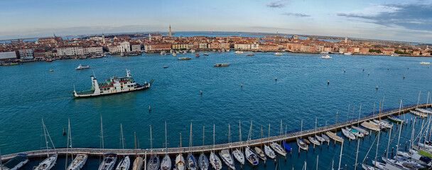 Panoramic aerial view of Venice Marina from the Cathedral San Gi