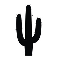 Cactus Silhouette Icon with Three Arms