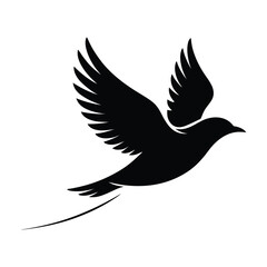 Flying Bird Silhouette with Outstretched Wings