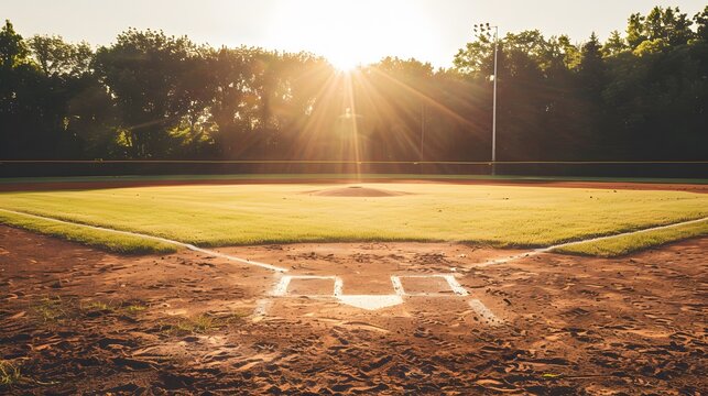 Youth Baseball Infield View from First Base Side During Morning Game