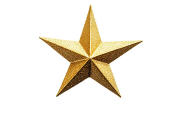 Fototapeta premium Festive golden star decoration isolated on white background suitable for holiday decor and seasonal ad visuals