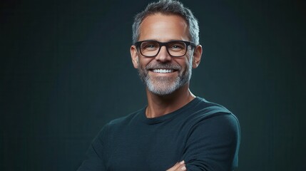 Obraz premium Handsome middle age man with a happy face standing and smiling with a confident smile showing teeth