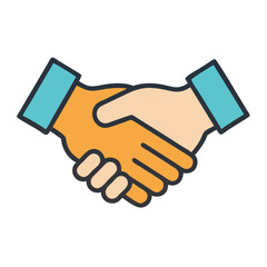 Modern Handshake Icon Illustration on Black Background