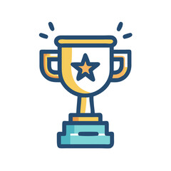 Elegant golden trophy icon with star on black