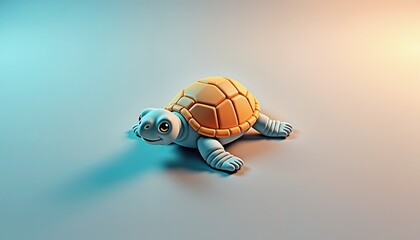 Cute cartoon turtle on soft gradient background