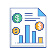Financial data analysis and graph of money revenue