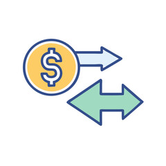 Money exchange icon, financial transaction and flow concept
