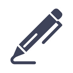 Dark Blue Pen Icon on Black Background Image