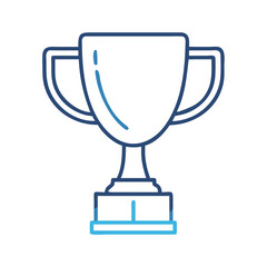 Blue Trophy Illustration on Black Background for Victory