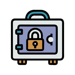 Cartoon Safe Deposit Box with Padlock Illustration