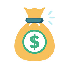 Shiny Money Bag Icon on Black Background Vector Illustration