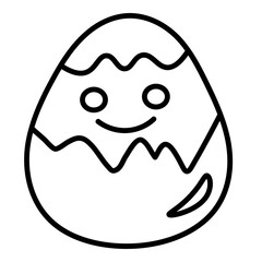 Cute cracked egg icon with a smiling face, perfect for Easter, baby themes, or playful designs.