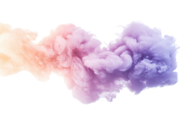 Dreamy pastel sky with fluffy clouds appearing light and airy on a clean white background