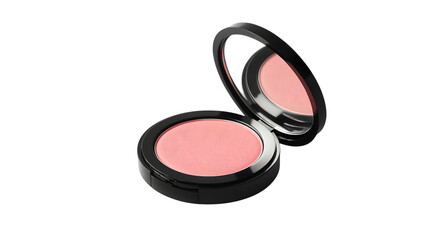 Blush Compact with Mirror Isolated on White Background for Beauty Product Photography