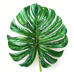 Vibrant, detailed illustration of a monstera leaf.