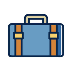 Blue suitcase vector illustration, flat design style icon