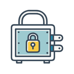 Safe box with lock icon for security concept