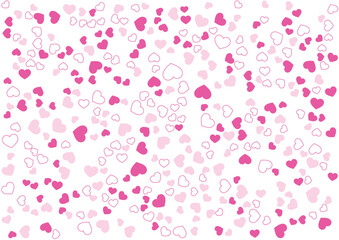 ハート柄の背景 桃色系の3色 フチと単色 ハート