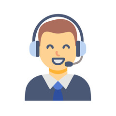 Happy Customer Service Representative with Headset Icon