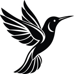 Elegant Hummingbird Silhouette Vector Design – Flying Bird Clipart