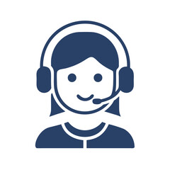 Female customer service icon, woman with headset, support