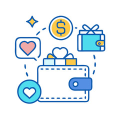 Loyalty program benefits, rewards system, customer value illustration