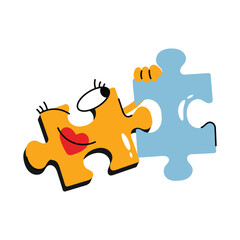 Puzzles vector Sticker. Eps 10 file