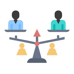 People on scales of justice icon for balance concept
