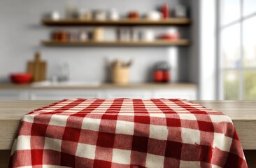 Kitchen table with red checkered tablecloth (9)