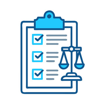 recommend clip art: Law Compliance Checklist with Scales of Justice Icon