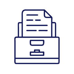 Blue Filing Cabinet Icon with Documents on Black