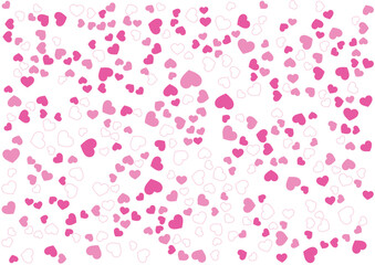 ハート柄の背景 桃色系の3色 フチと単色 ハート