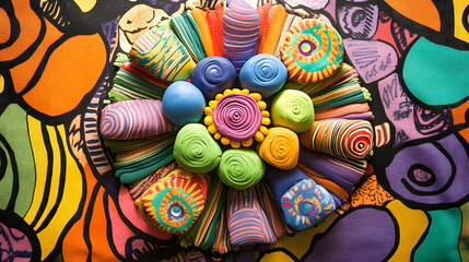 Obraz premium Abstract kaleidoscope: A vibrant symphony of colors and shapes in whimsical art