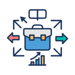 Business strategy planning concept and briefcase graphic
