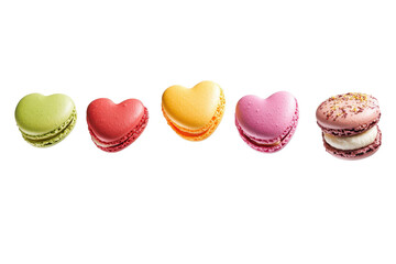 Obraz premium Delight in a floating cake of colorful heart macaroons perfect for love filled special occasions