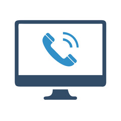 Incoming Call on Computer Screen Icon Illustration