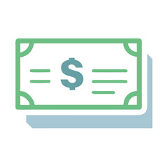 Money illustration in simple colors, dollars currency vector